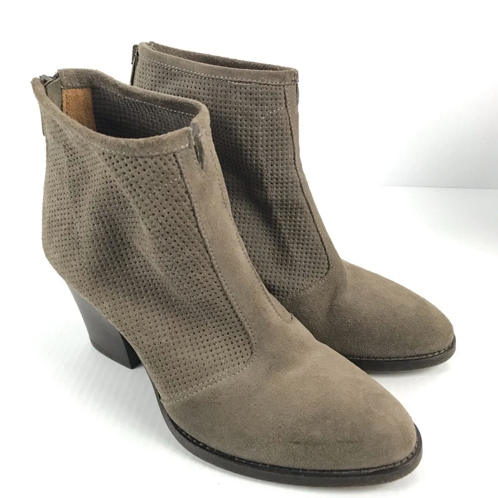 Aquatalia Fia Perforated Ankle Suede Boots Women's Size 7 - Picture 3 of 9
